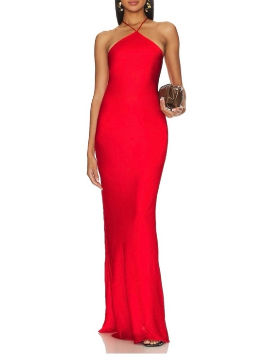 Line & Dot Dresses & Skirts - Line & Dot Red Halter Maxi Gown